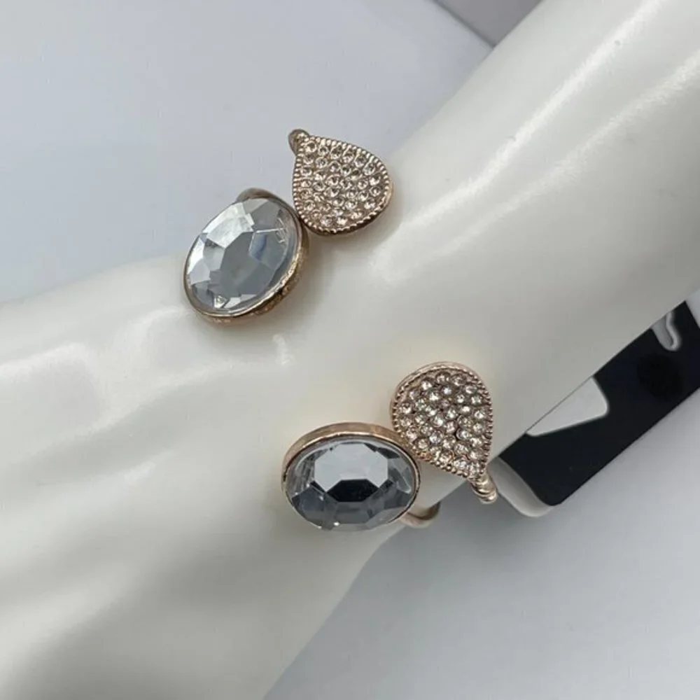 G by Gennaro Gold Tone Diamond Open Cuff Bangle Bracelets